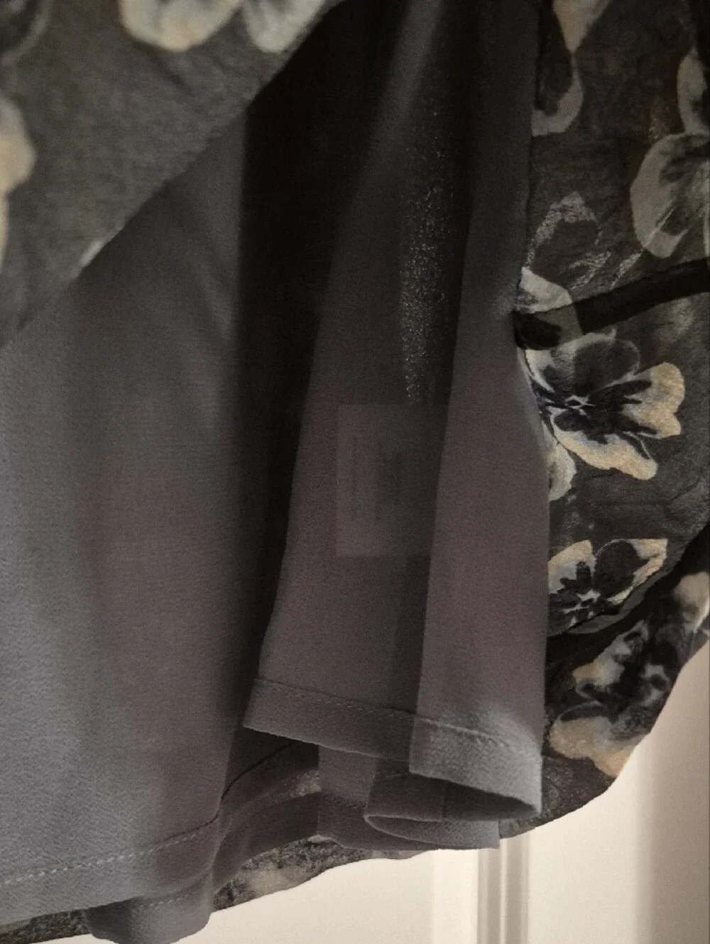 Tory Burch Gray and White Floral Long-Sleeve Blouse